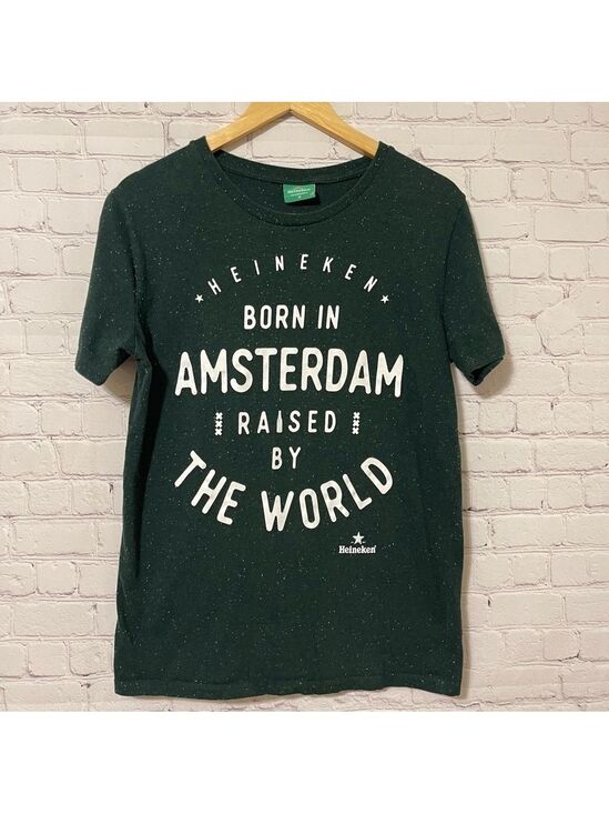 Heineken beer Born in Amsterdam Raised by the World T Shirt- like New